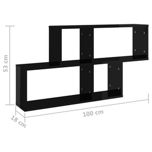 Wandregal, Hochglanz Schwarz, 100 cm