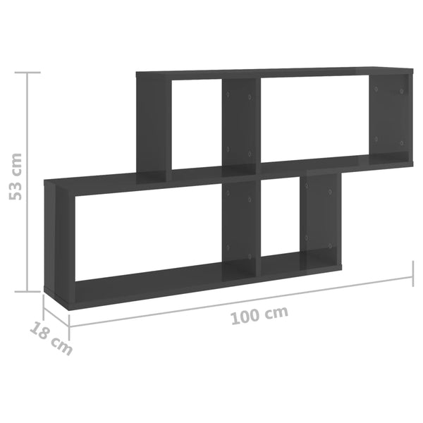 Hochglanz Wandregal Grau 100cm