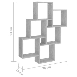 Betongraues Würfelregal, 78 cm