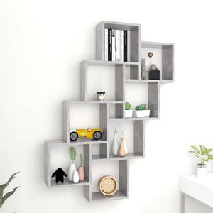 vidaXL Étagère cube gris béton 90x15x119 cm en bois d'ingénierie