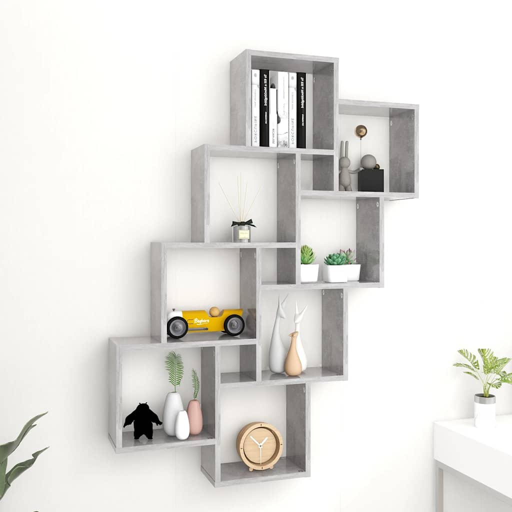 vidaXL Étagère cube gris béton 90x15x119 cm en bois d'ingénierie