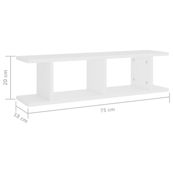 Weiße Wandregale, 75 cm, 2er-Set