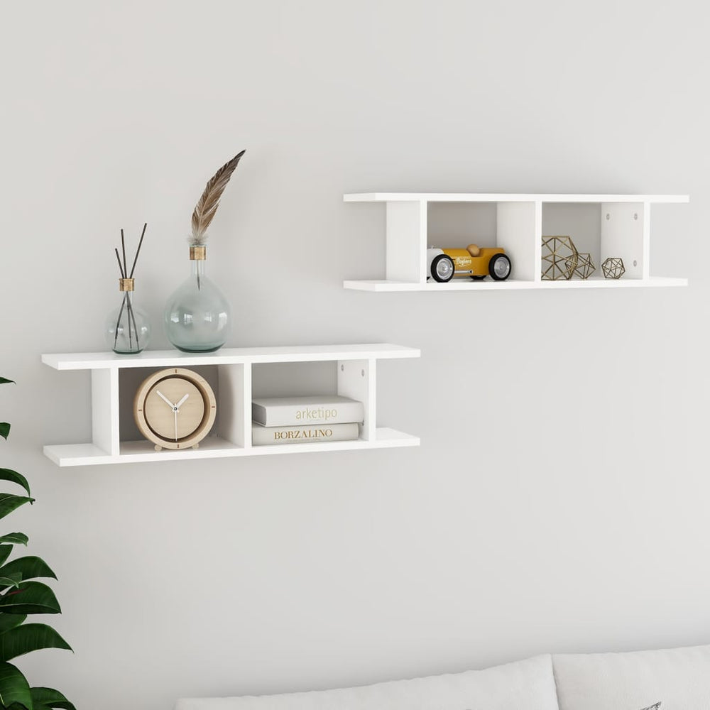 Weiße Wandregale, 75 cm, 2er-Set