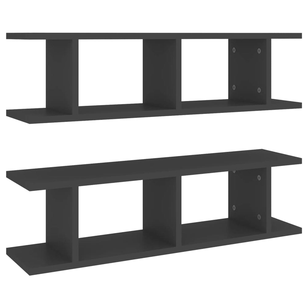 Wandregale Grau 75x18x20 cm, 2er-Set