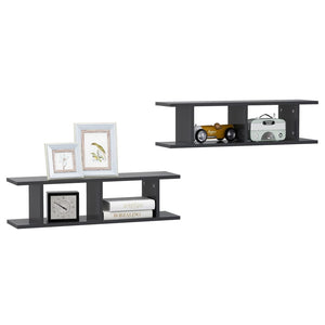 Wandregale Grau 75x18x20 cm, 2er-Set