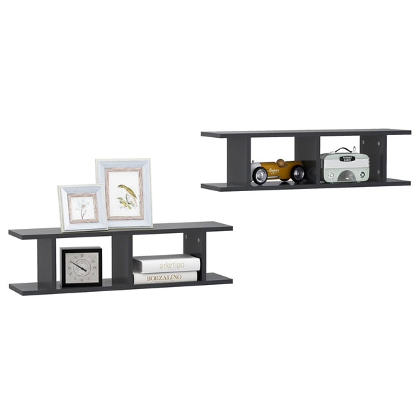 Wandregale Grau 75x18x20 cm, 2er-Set