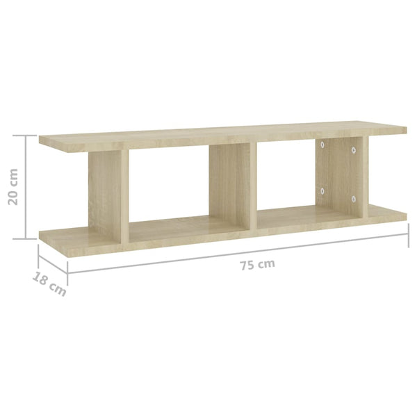Wandregale Sonoma-Eiche, 2er Set