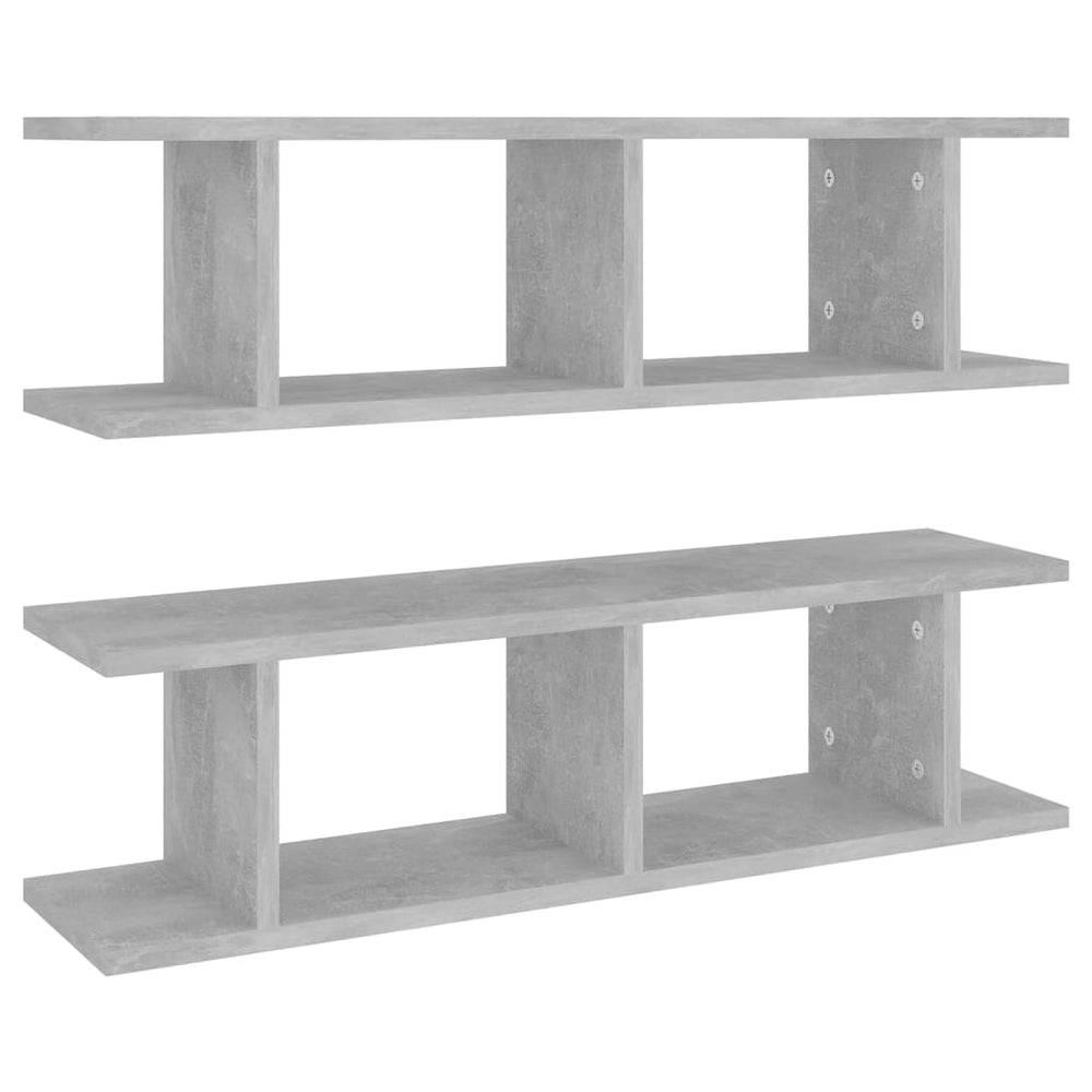 Wandregale, 2er Set, Betongrau, 75 cm
