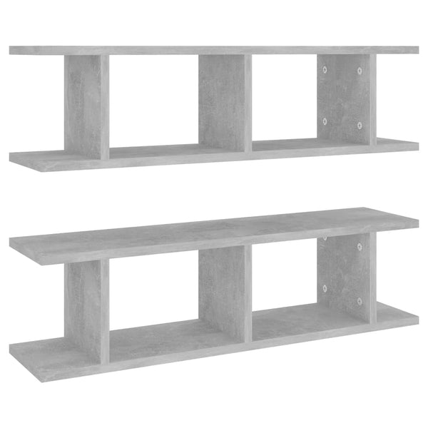 Wandregale, 2er Set, Betongrau, 75 cm
