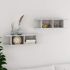 Wandregale, 2er Set, Betongrau, 75 cm