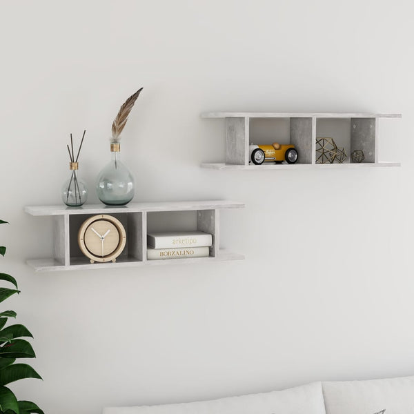 Wandregale, 2er Set, Betongrau, 75 cm