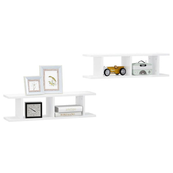 Wandregale Weiß Hochglanz, 2er Set