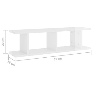 Wandregale Weiß Hochglanz, 2er Set