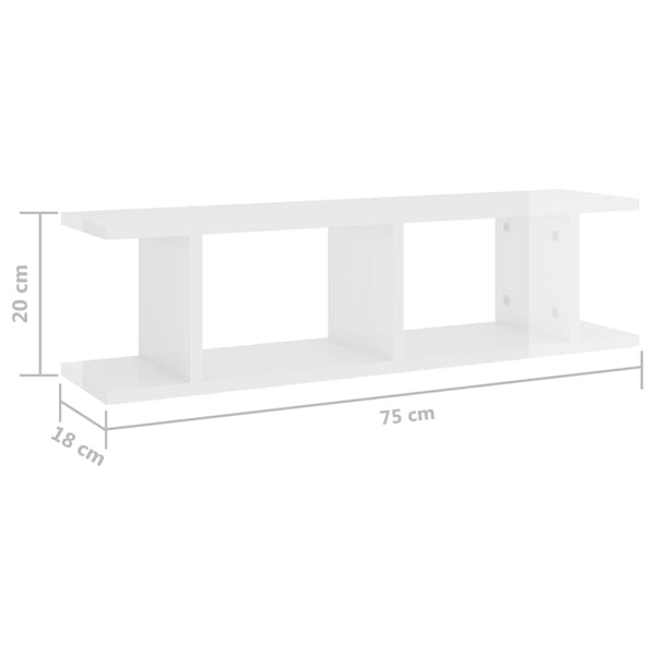 Wandregale Weiß Hochglanz, 2er Set