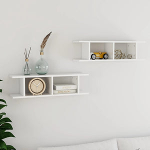 Wandregale Weiß Hochglanz, 2er Set