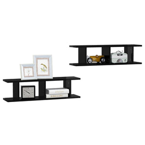 Wandregale, 2er Set, Hochglanz Schwarz