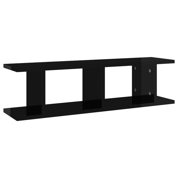 Wandregale, 2er Set, Hochglanz Schwarz