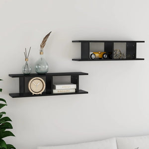 Wandregale, 2er Set, Hochglanz Schwarz