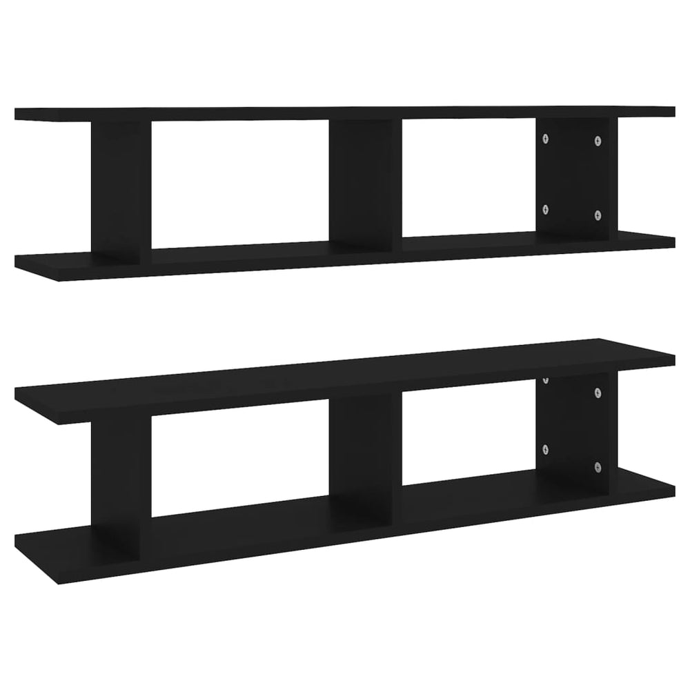Schwarze Wandregale, 2er-Set, 90 cm