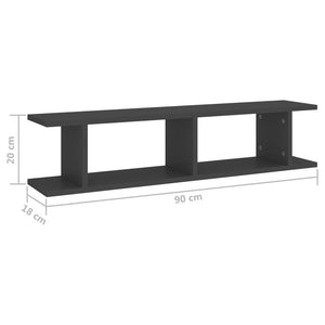 Graue Wandregale, 90 cm, 2er-Set