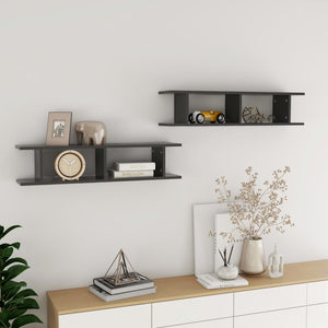 Graue Wandregale, 90 cm, 2er-Set