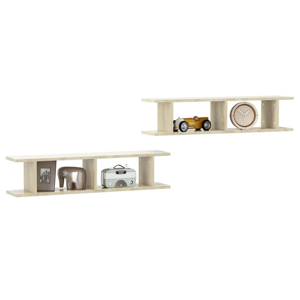Wandregale Sonoma-Eiche 90x18x20cm, 2er Set