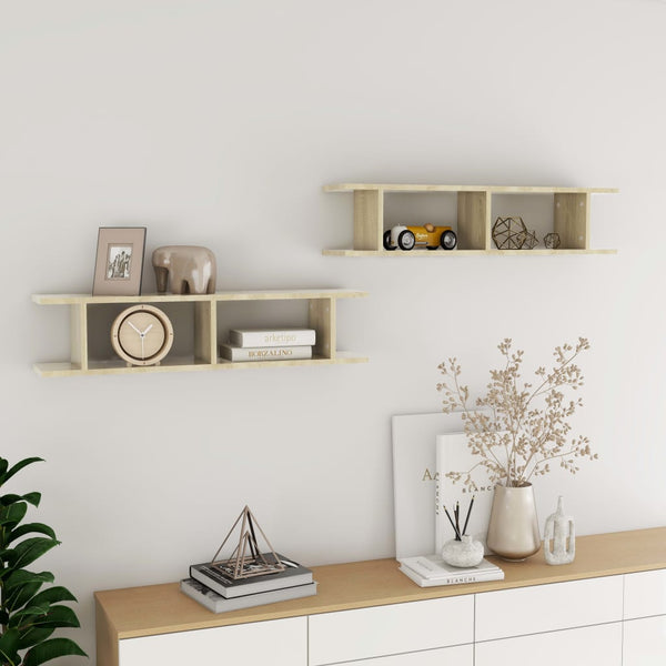 Wandregale Sonoma-Eiche 90x18x20cm, 2er Set