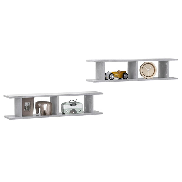 Wandregale 2er Set Betongrau 90cm
