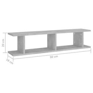 Wandregale 2er Set Betongrau 90cm