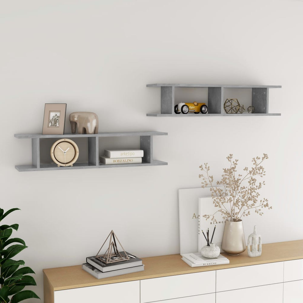 Wandregale 2er Set Betongrau 90cm