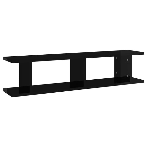Wandregale, 90 cm, Hochglanz Schwarz, 2er Set