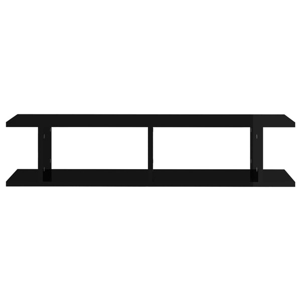 Wandregale, 90 cm, Hochglanz Schwarz, 2er Set