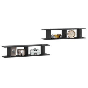 Wandregale Grau Hochglanz 90 cm, 2er Set