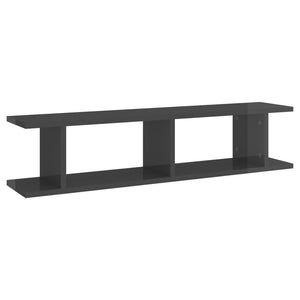 Wandregale Grau Hochglanz 90 cm, 2er Set
