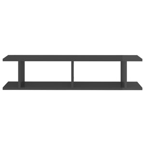 Wandregale Grau Hochglanz 90 cm, 2er Set