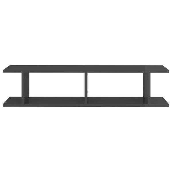 Wandregale Grau Hochglanz 90 cm, 2er Set