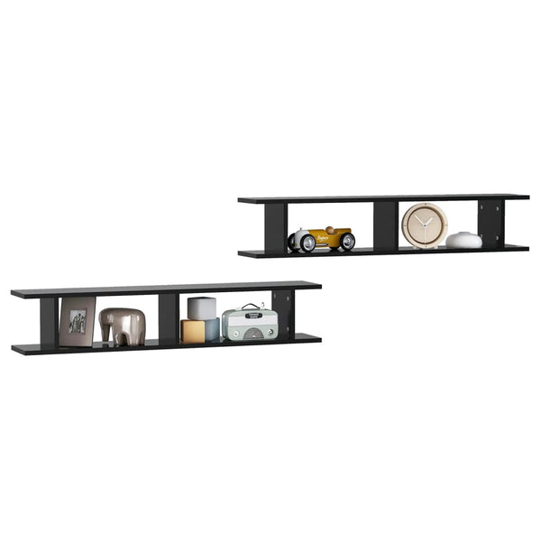 Schwarze Wandregale, 2er-Set