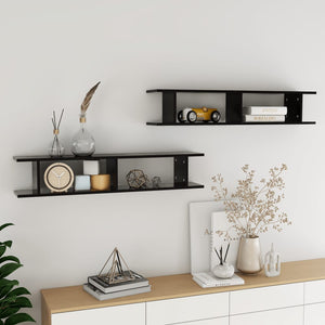Schwarze Wandregale, 2er-Set
