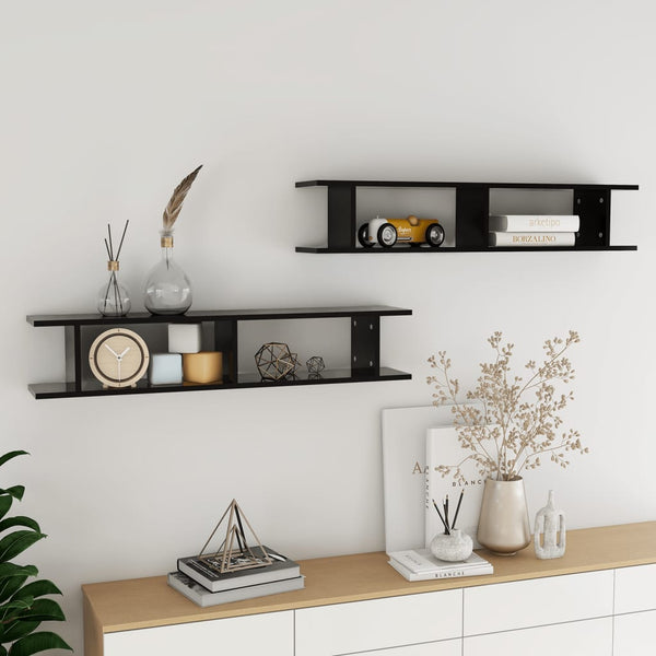Schwarze Wandregale, 2er-Set