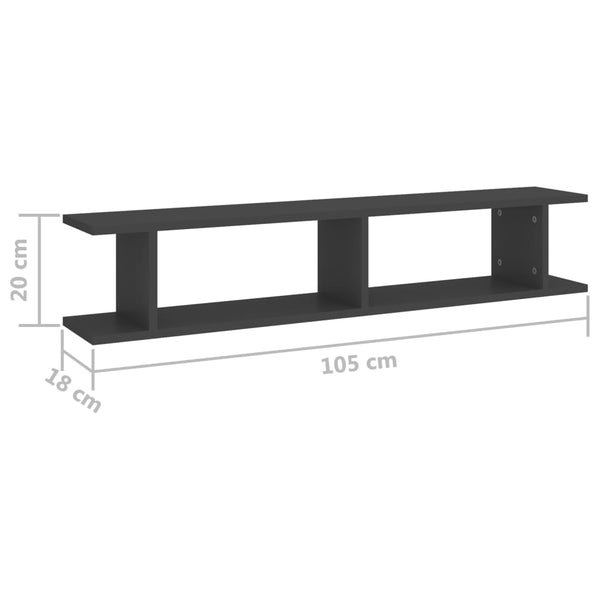 Graue Wandregale, 2er Set