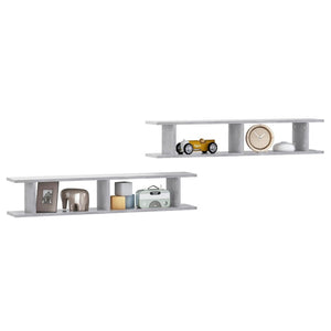 Betongraue Wandregale, 2er-Set