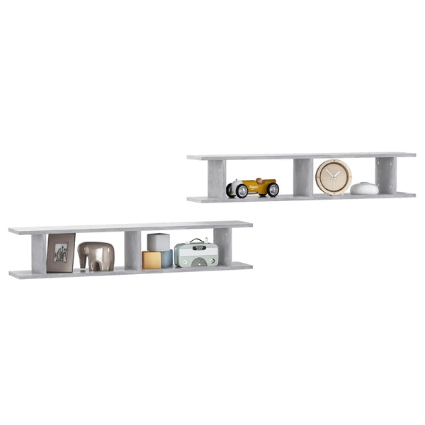 Betongraue Wandregale, 2er-Set