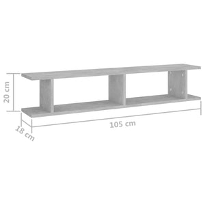 Betongraue Wandregale, 2er-Set