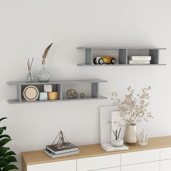 Betongraue Wandregale, 2er-Set