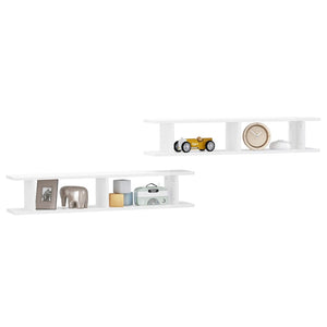 vidaXL Étagères murales 2 pcs Blanc brillant 105x18x20 cm Aggloméré