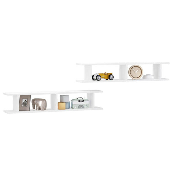 vidaXL Étagères murales 2 pcs Blanc brillant 105x18x20 cm Aggloméré