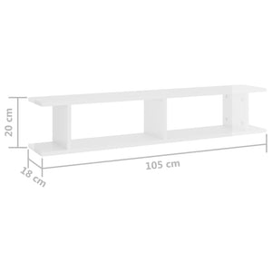 vidaXL Étagères murales 2 pcs Blanc brillant 105x18x20 cm Aggloméré