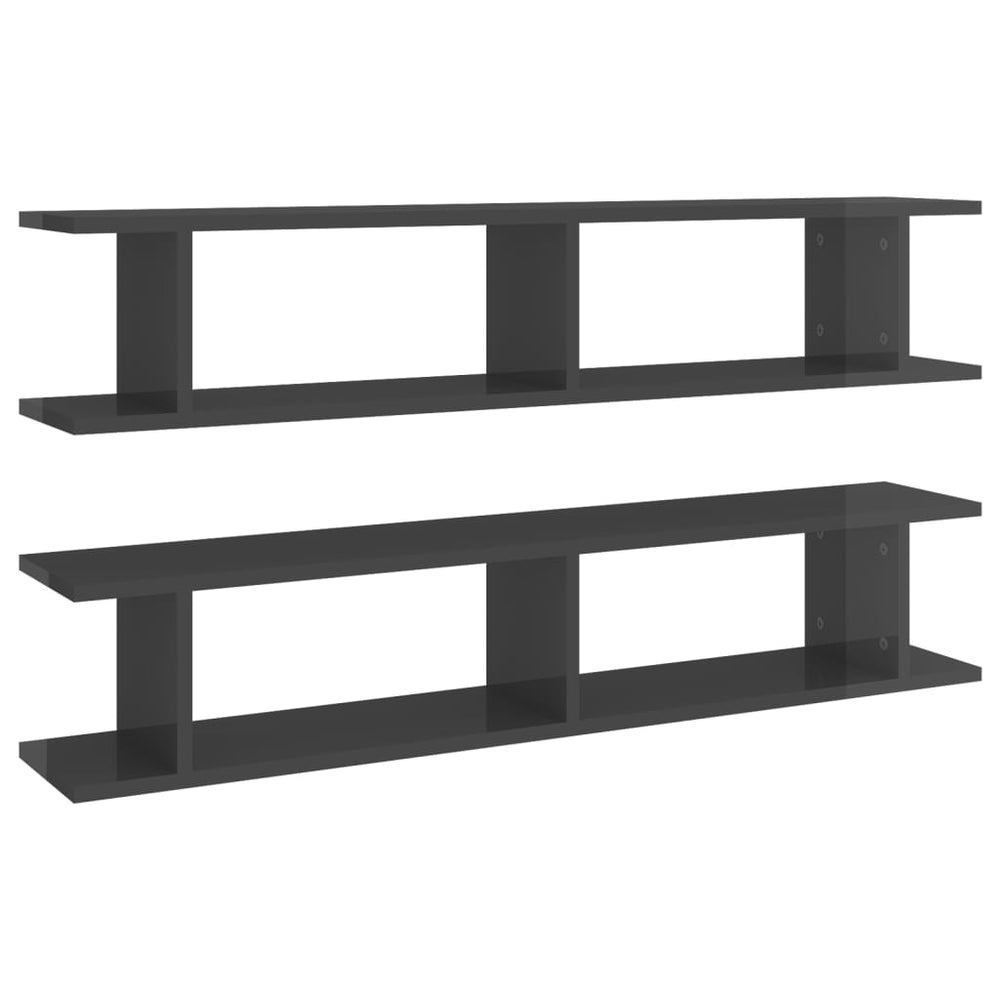 Wandregale Grau Hochglanz, 2er Set