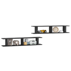 Wandregale Grau Hochglanz, 2er Set