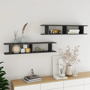 Wandregale Grau Hochglanz, 2er Set